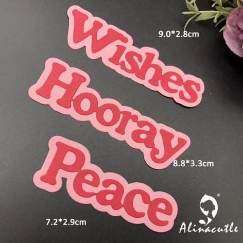 Metal Cutting Die Cut Letters Wishes Hooray Peace Scrapbooking Paper Craft Handmade Album Card Punch Art Alinacutle