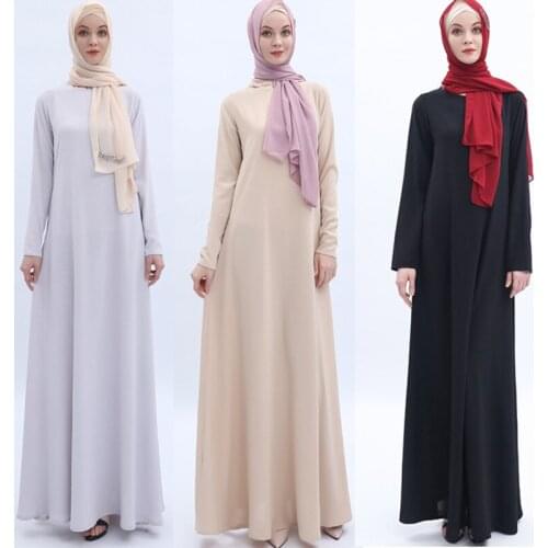 Muslim Dress Women Basic Chic High Quality Elegant Muslim Evening Maxi Dress Long Sleeve Dubai Abaya Dress Party Arab Islamic