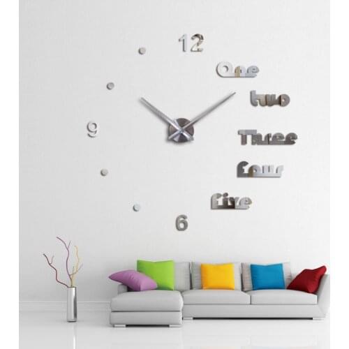 Hot New Wall Clock Modern Design Clocks Quartz Watch Needle Acrylic Mirror Diy Sticker 3d Stickers Living Room Freeshipping