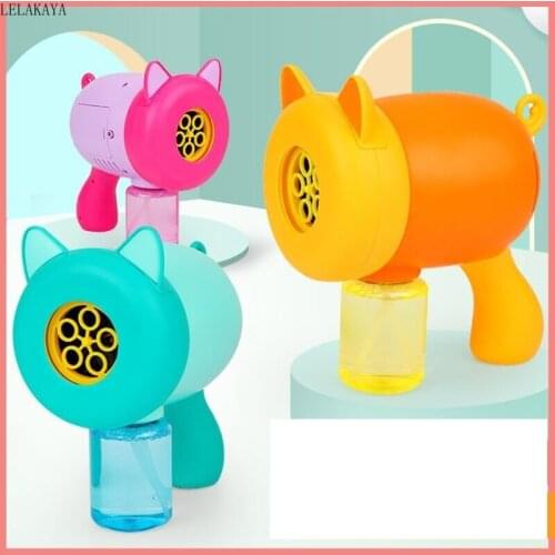 New Colorful Magic Bubble Gun Cute Cartoon Cat Ear Kids Automatic bubble machine Soap Water Bubbles Blower Music Outdoor Toys