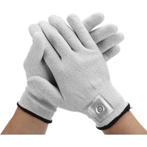 2 Pairs Silver Fiber Electrode Gloves Electrotherapy Massager Wear Resistant Gloves for TENS Machine Improve Blood Circulation