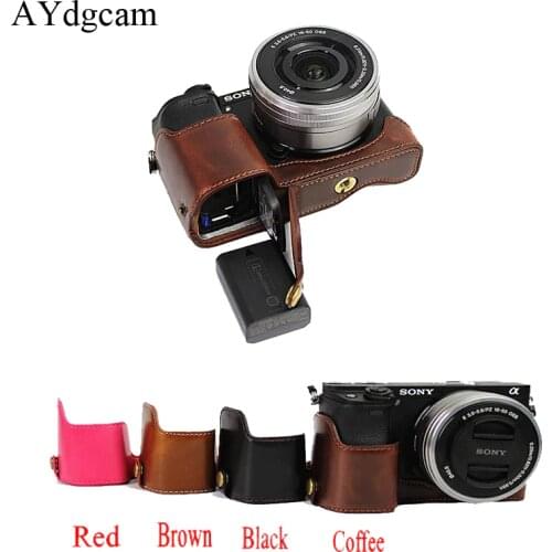 PU leather Half Body For Sony A5000 A5100 Video Camera Case Bag Camera Protective Cover Bottom Pouch