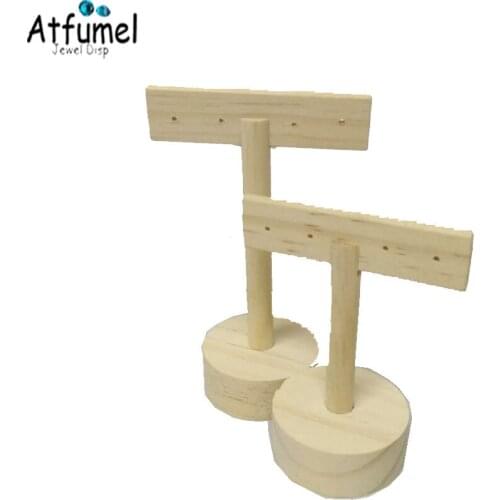 Plain Wooden Jewelry Neckalce Bracelt Earring Display Stand Holder Removable Nature Wood Earring Organizer Ring Hanger Rack