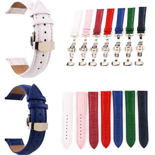 Genuine Leather Watchbands 12 13 14 15 16 17 18 19 20 21 22 24mm Crocodile Grain Watch Band Butterfly Buckle Strap Bracelet Belt