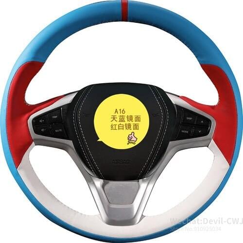 DIY hand-stitched leather carbon fiber suede car steering wheel cover for Mitsubishi Outlander Pajero car accessories Auto parts