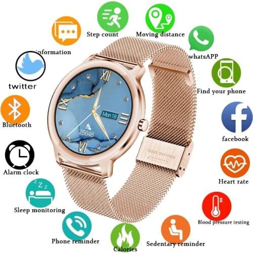 GEJIAN New Smart Watch Women Fashion Sports Watch Tracker Heart Rate Sphygmomanometer Waterproof Women Smartwatch for Xiaomi