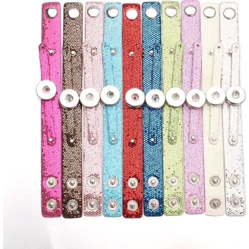 Snap Jewelry Metal Snap Button Bracelet (fit 18mm 20mm Snap) PU Leather Bracelet Watches Women