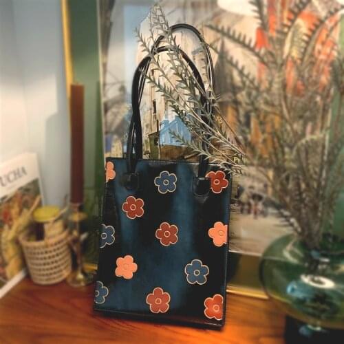 Vintage Flower Pattern Women Shoulder Bags Fashion Design Floral Ladies Girls Small Tote PU Leather Female Clutch Purse Handbags