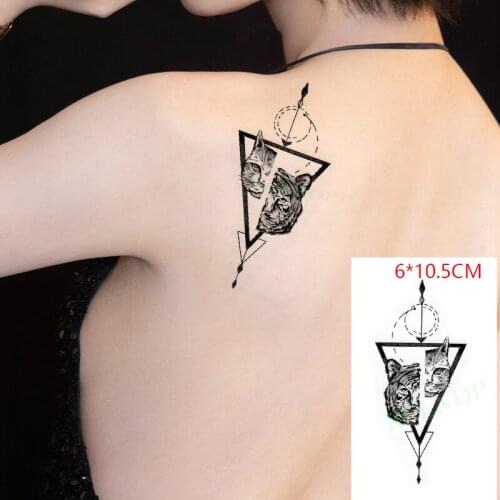 Waterproof Temporary Tattoo Sticker Cat Tiger Triangle Circle Body Art Flash Tattoo Fake Tattoo for Women Men