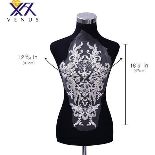 XFX 1 PIECE Handmade Bridal Bodice Applique Crystal Beads Patch Rhinestone Appliques Embroidery Sequin Patches For Dress