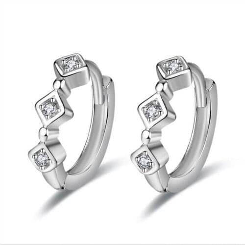 2020 New Fashion Zircon Square Earrings Female Hoop Accessories Trendy Silver 925 Women Earring Girl Jewelry Bright Ear Bijou