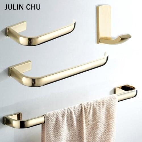 Gold Bathroom Hardware Set Brass Wall Mounted Coat Hooks Towel Bar WC Roll Holder Kitchen Paper Rack Towel Ring Rail