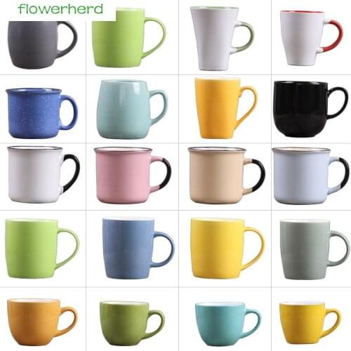 1Pcs Creative Candy Color Vintage Creative Ceramic Mug Simple Breakfast Milk Cups Coffee Mugs Tea Cup 275-500ml