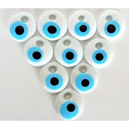 10 White Glass Evil Eye Beads from First Quality Workmanship and Materials