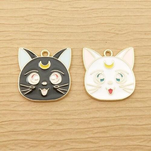 10pcs 20x21mm enamel cat charm for jewelry making cute earring pendant bracelet necklace charm diy charms