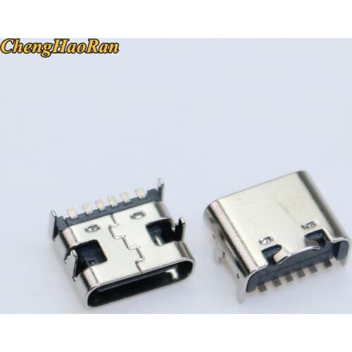 10pcs Type C 6 Pin USB SMT Socket Connector USB 3.1 Type-C Female Placement SMD DIP For PCB design DIY high current charging