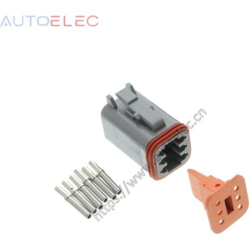 100Kits Deutsch DT Series 6 Way Plug Connector Kit DT06-6S Plug Assembly + Pins & Wedglock Automotive Rectangular DC Connector