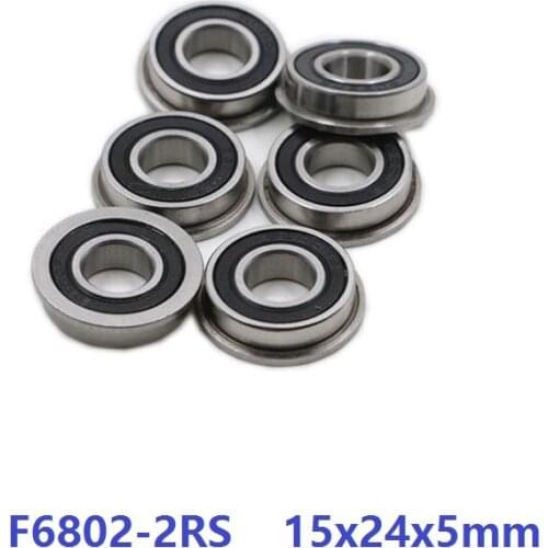 100pcs/lot F6802-2RS F6802RS F6802 2RS RS 15x24x5mm flange Deep Groove Ball Bearing 15*24*5