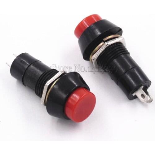 100PCS Reset Switch PBS-11B OFF-(ON) Normally open no locked 250VAC 1A Round Push Button Red