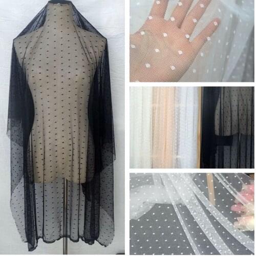 150cm Exquisite Mesh Small Dot Stretch Lace Fabric High Quality Bridal Dress Wedding Decoration Baby Clothing Tulle Net Fabric