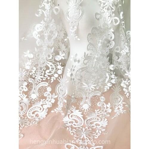 155CM white Black Wedding bridal Dress Applique DIY Bridal Headdress scarf veil Embroidered Lace Fabric Patch free shipping