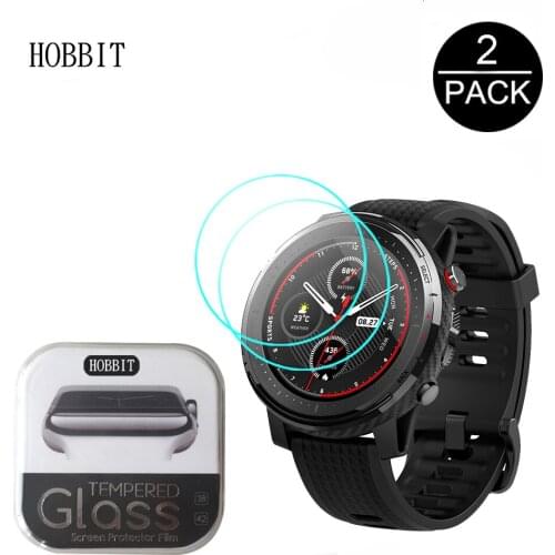 2Pcs Screen Protector Tempered Glass Amazfit Stratos 3 Smart Watch GPS Explosion-proof Anti-Scratch Bubble-free Transparent Film
