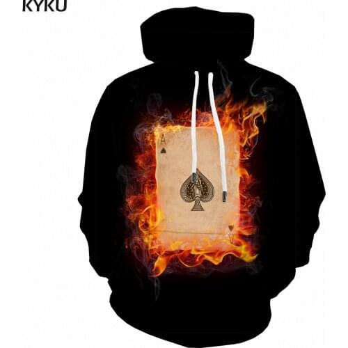 3d Hoodies Playing Cards Sweatshirts men Flame Hoodie Print Black 3d Printed Harajuku Hoody Anime Long Sleeve Funny Pullover New