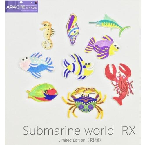 50pcs/Lot Sea Animals Embroidery Patches Letters Clothing Decoration Accessories Diy Iron Heat Transfer Applique Clothes