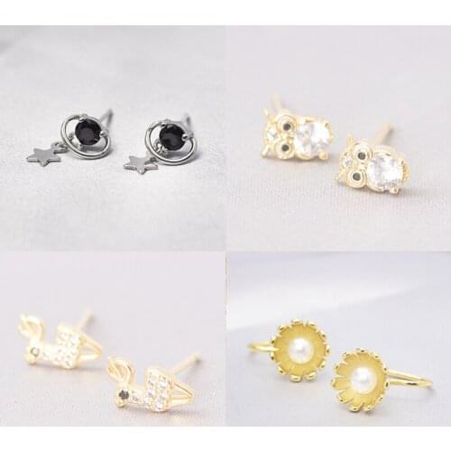 925 Sterling Silver Pin Exquisite gold and silver earrings inlaid with pearls, anti allergy, Christmas gift