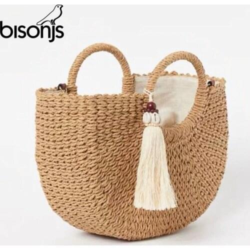 Женские плетенные сумки BISONJS China At AliExpress