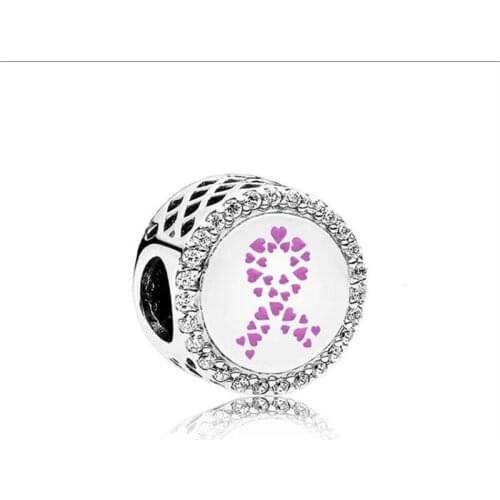 New Strength Ribbon Charms 925 Sterling Beads fit bead Bracelets necklace for women Beads pendant Jewelry DIY Making