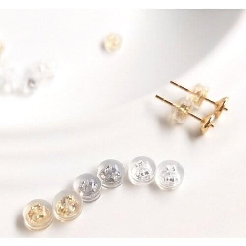 Color Retention Real Gold Plated 925 Silver Ear Back Cap Plug Hypoallergenic Soft Silicone DIY Findings Jewelry Accessories