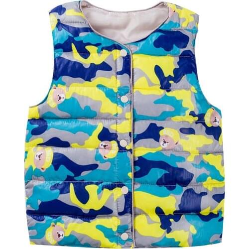 Children Warm Camouflage Vest Winter Kids Boys Girls Tops Coat Cartoon Bear Waistcoat For Baby Sleeveless Jacket Clothing