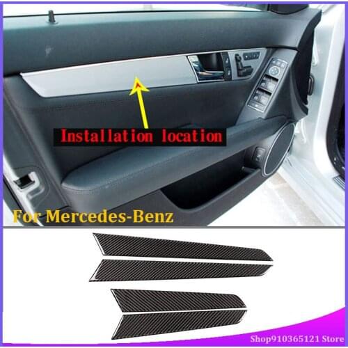 For Mercedes-Benz C-Class W204 2007-2013 Auto Interior Door Panel Trim Real Carbon Fiber (Soft) Car Accessories 4pcst