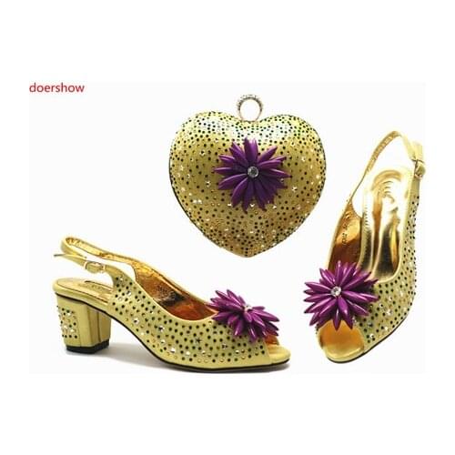 Doershow Fashion Italian red Design High Quality Shoes and Bag To Match African Shoes and Bag Set Nigerian party shoes STB1-14