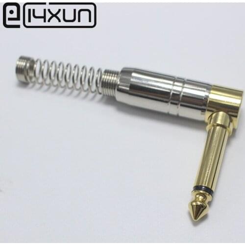 EClyxun 1pcs/lot 90Degree Angle 6.35mm Mono Audio Plug Jack Amplifier Microphone Plug King Protection Device with Spring