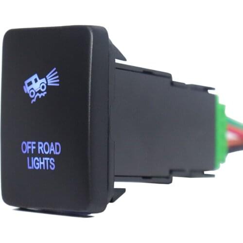 Off Road Lights Push Button Switch ON-Off 3A 12V Blue Led with Connector Wire Fit Toyota Hilux 2015/Prado 150 Series 2010-2014
