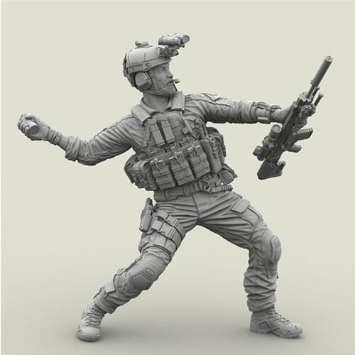 Resin Figure 1/35 Scale Model Kit Soldier Throws A Grenade GK Assembly Models Kit Colorless Self-Assembled Toy