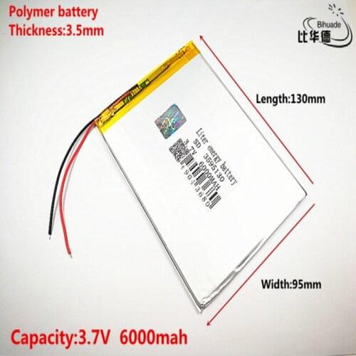 Good Qulity 3.7V,6000mAH 3595130 Polymer lithium ion / Li-ion battery for tablet pc BANK,GPS,mp3,mp4