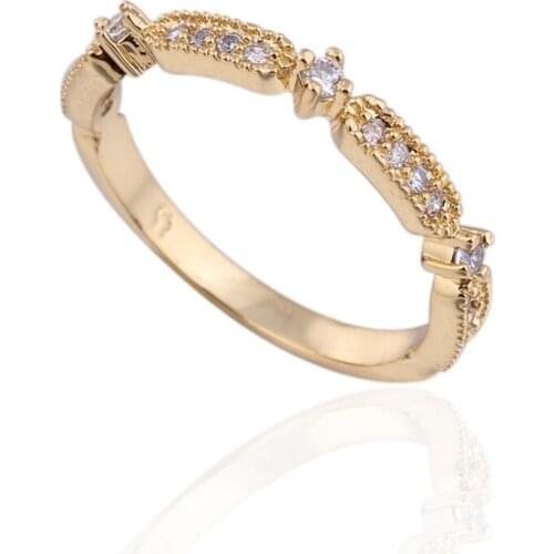 Top Quality Simple Cubic Zirconia Lovers Gold Color Wedding Ring Jewelry Full Sizes Wholesale Fashion Austrian Crystals Engageme