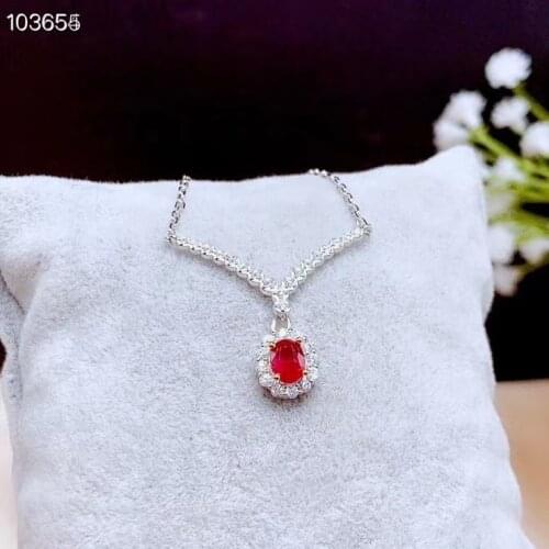 CoLife Jewelry Fashion Ruby Necklace for Party 4*5mm Natural Ruby Silver Necklace 925 Silver Ruby Jewelry Gift for Woman