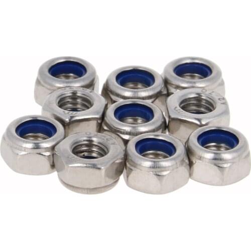Mromax M6 Thread 304/201/316 Stainless Steel Nylon Insert Lock Nuts -Locking Hex Nuts Home Improvement Accessories Tools