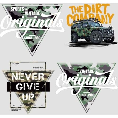 Camouflage letter patches Iron on Transfer For Clothing vinyl transfers stickers on Clothing badge iron on stripes diy Washable