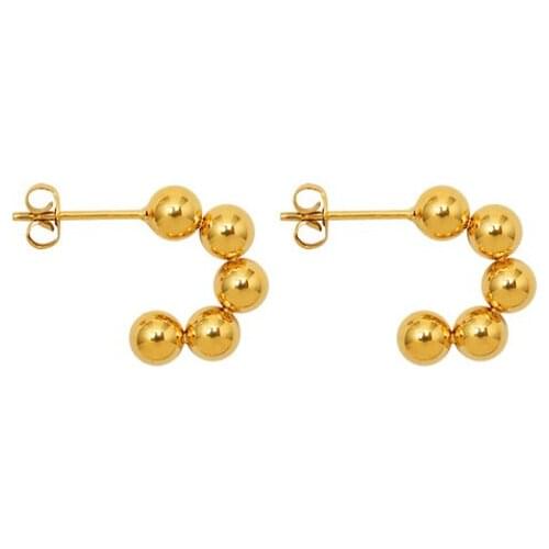 New Arrivals 5 Small Steel Balls Stitching C shape Titanium Steel Stud Earrings Fashion Jewelry Lover Earrings Gift Wholesale