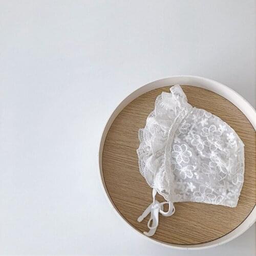 Newborn Photography Props Princess White Hat Lace Flower Sun Hat Cotton Beanie