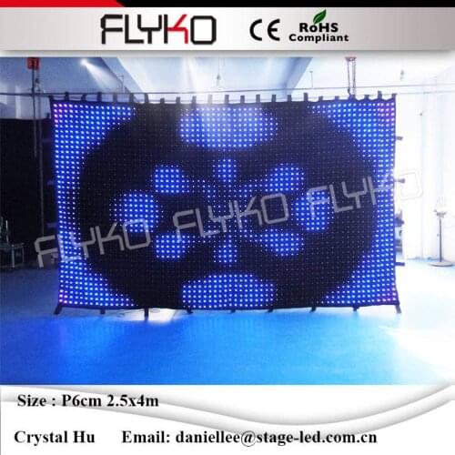 Great fireproof full color velvet double deck led curtain/led video cloth P60mm 2.5x4m Backdrops wall