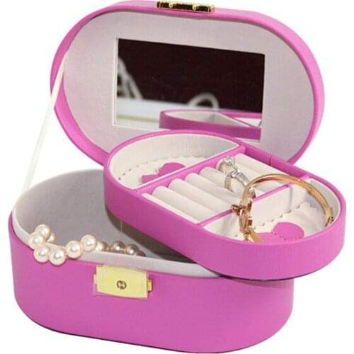 Portable Jewelry Storage Case With Mirrored Ring Necklace Bracelet Earrings Plate Little Girls Multi-function Jewellery Box