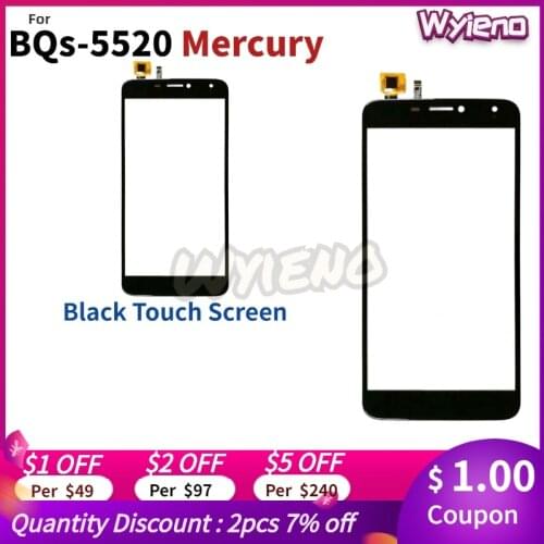 Wyieno Tested Black Touchscreen For BQ Mobile BQS-5520 Mercury BQS 5520 BQS5520 Touch Screen Digitizer Front Glass Lens Sensor