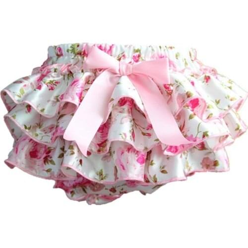 Baby Shorts Baby Clothing Floral Silk Bow satin shorts ruffle diaper cover bloomer baby girls satin panties bloomers