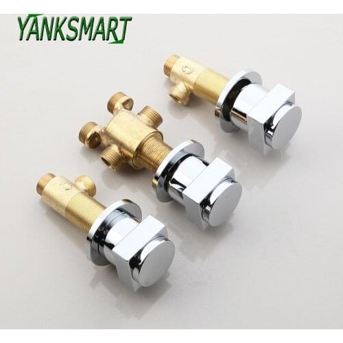 YANKSMART 3 Pcs Unique Design Bathroom Mixer Dual Handles & Control Valve Shower Faucets Chrome Polished Bathtub Valve Mixer Tap